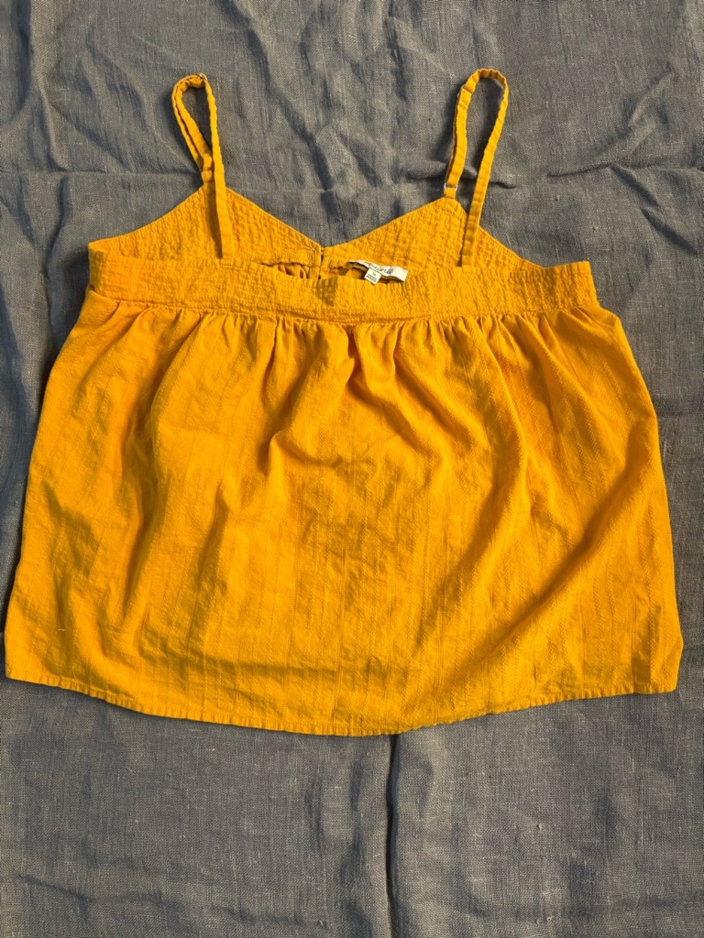 Madewell Stitched Textured Stripe Swing Tank Top | Mustard Yellow | Size 10